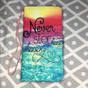 Rainbow Ombré Quote Wallet Type Phone Case